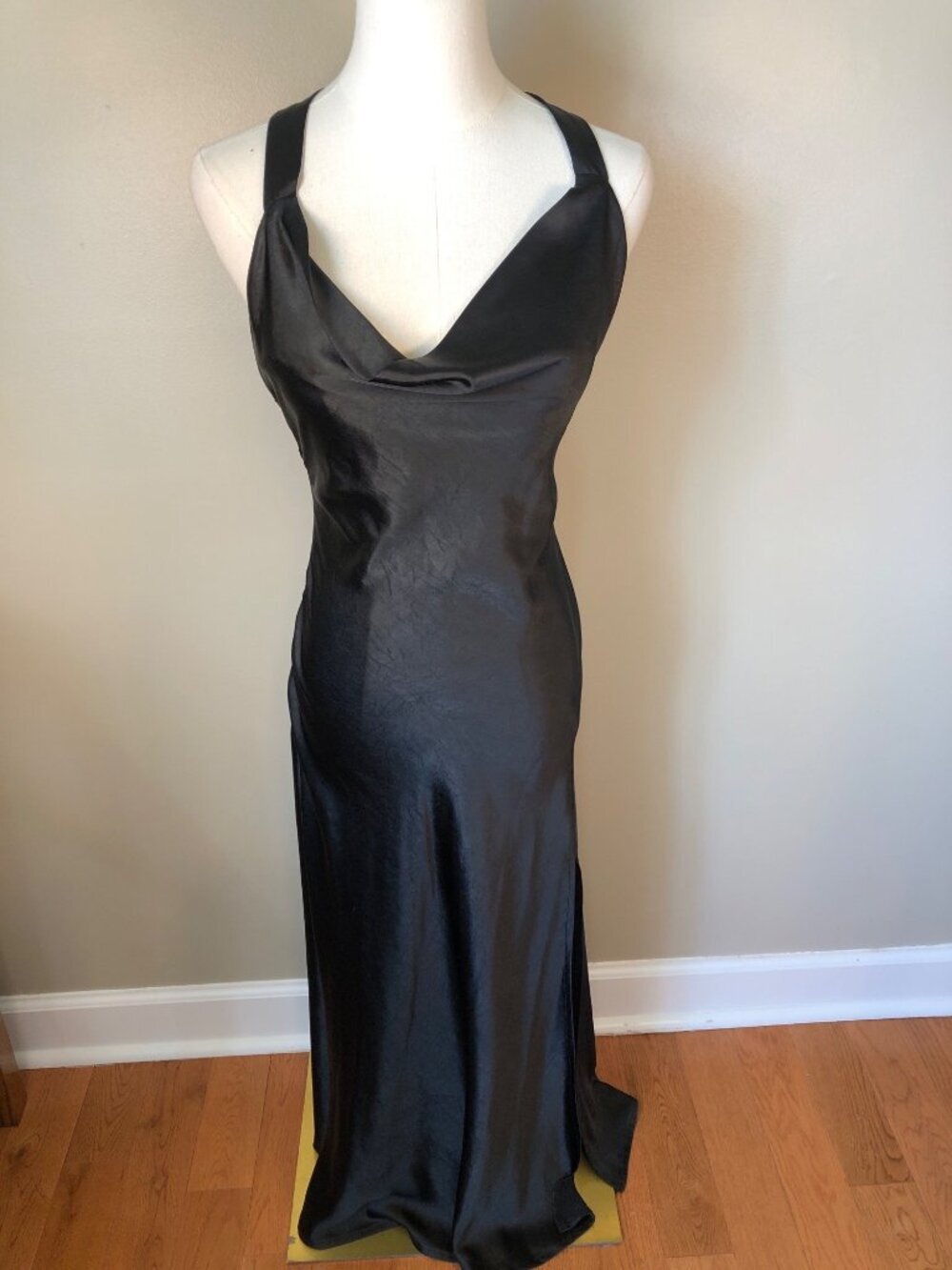 Hello Molly Cowl Halter Neck Black Maxi Dress Whimsigoth Dark Romance Size S